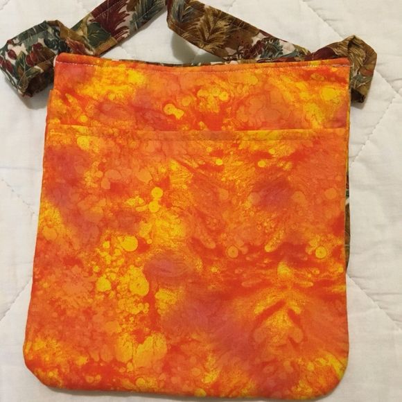 Purse-Crossbody Purse Womens Teens Handmade Orange Autumn Leaves Long St… - Picture 5 of 8